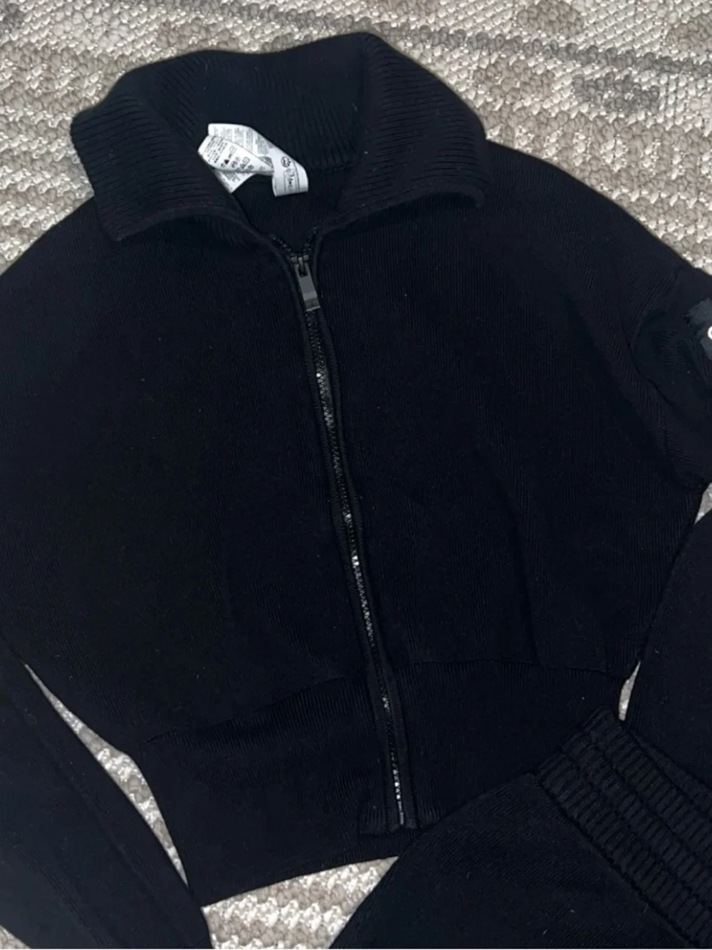 ALO Yoga Scholar Knit Black Mini Skirt Jacket Set